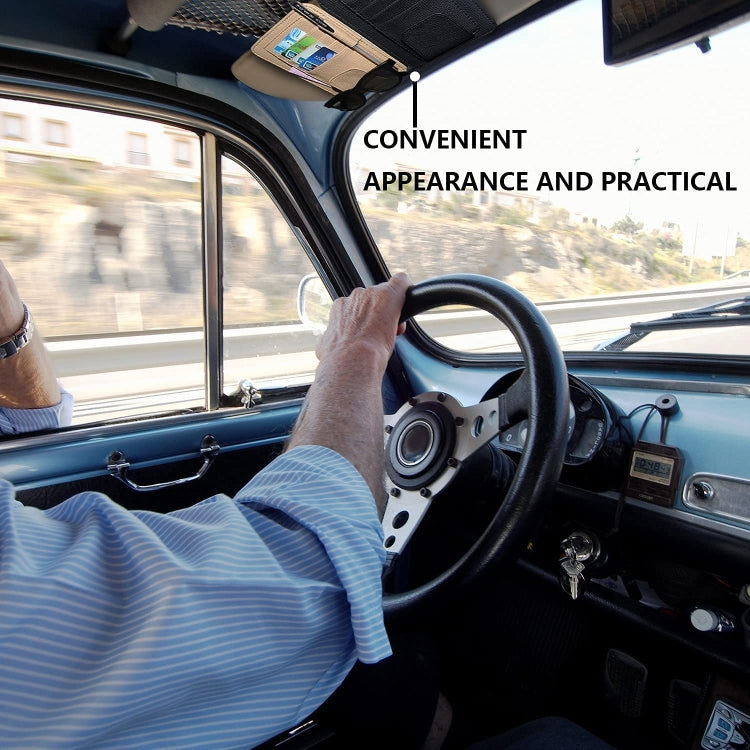 Multifunctional Car Litchi Pattern Glasses Holder Sun Visor Bill Holder