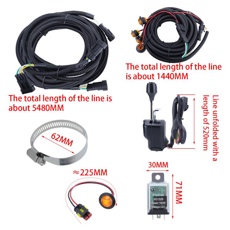 CP-5221 UTV Turn Signal Kit with Horn, Plug and Play Street Legal with Column Turn Switch and 105, Amber LED Blinker Kit