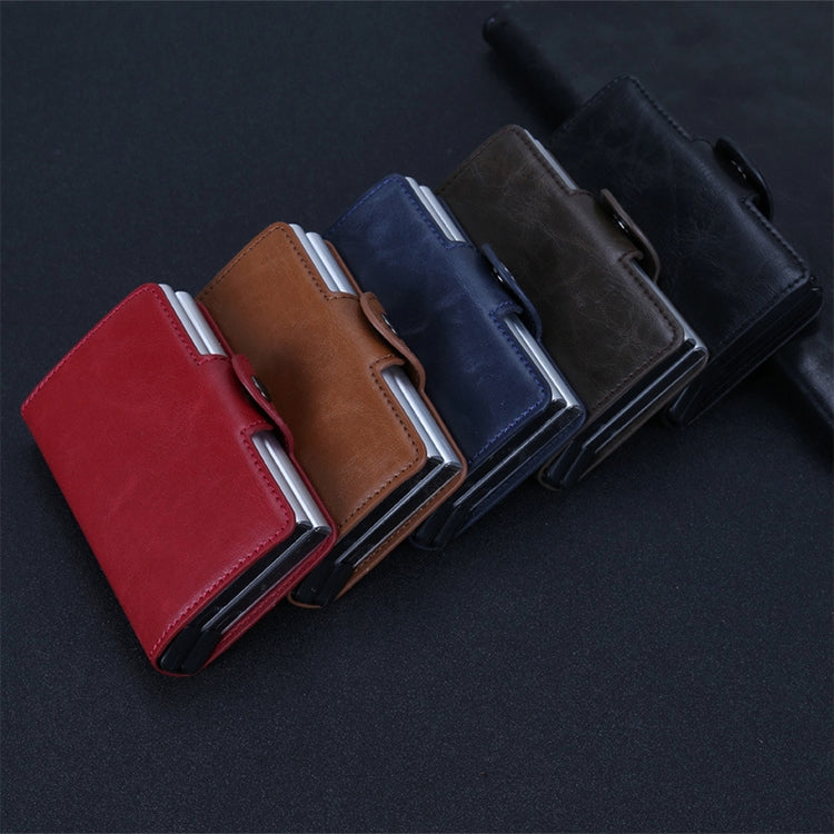 X-7 Antimagnetic RFID Multi-functional Aluminum Crazy Horse Texture Leather Card Bag Wallet