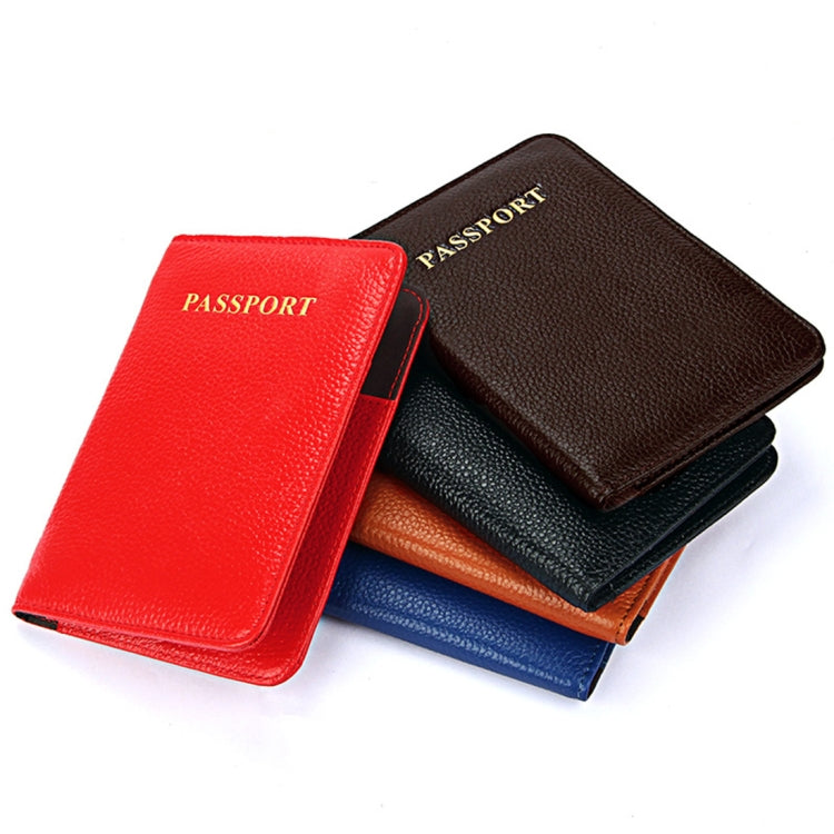 Litchi Texture Multifunctional Genuine Leather Passport Package for travel