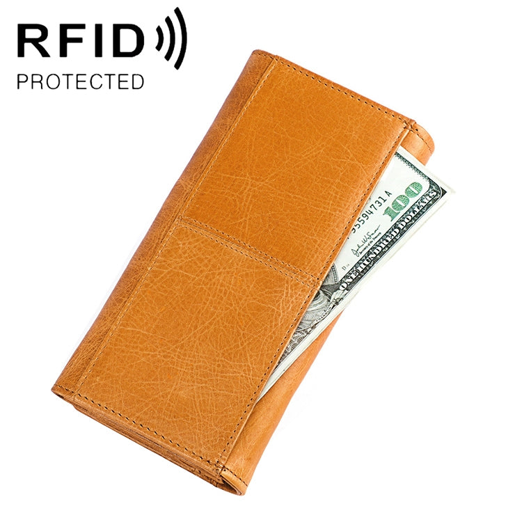 3559 Antimagnetic RFID Multi-function Zipper Retro Top-grain Leather Lady Purse Wallet