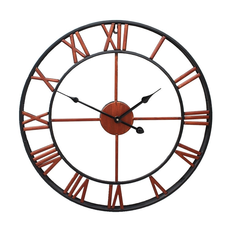 45cm Retro Living Room Iron Round Roman Numeral Mute Decorative Wall Clock, 45cm