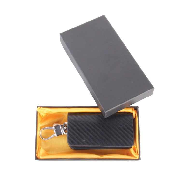 Universal Leather Carbon Fiber Texture Waist Hanging Zipper Wallets Key Holder Bag (No Include Key)