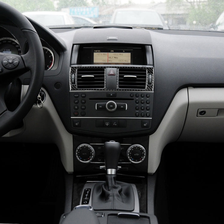 Car Carbon Fiber Air Outlet Ring + Intermediate Air Outlet + Side Air Outlet Panel Decorative Sticker for Mercedes-Benz W204 2007-2010