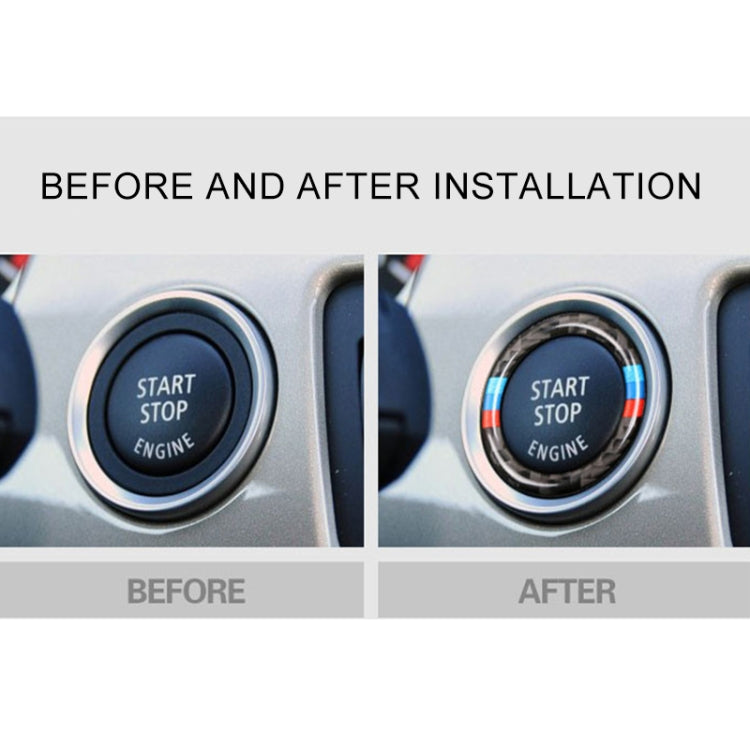 Car Carbon Fiber Soft Panel Engine Start Key Push Button Ring Trim Decorative Sticker for BMW E90 / E92 / E93 2005-2012