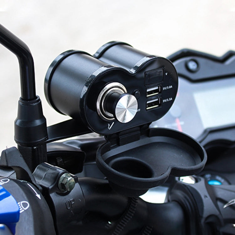 Portable Motorcycle Aluminum Alloy Dual USB Charger Cigarette Lighter