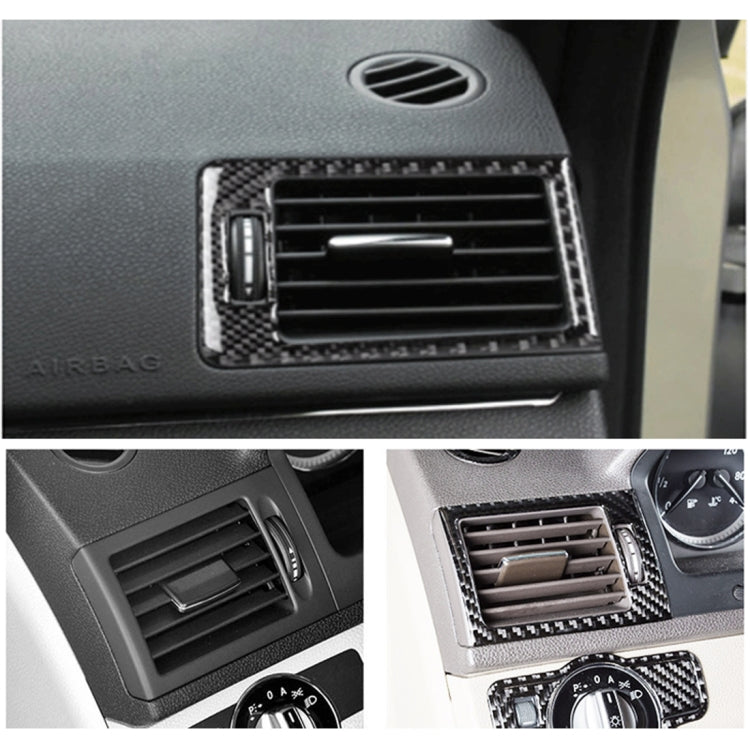 2 PCS Car Dashboard Right and Left Air Outlet Frame Carbon Fiber Decorative Sticker for Mercedes-Benz W204 2007-2013