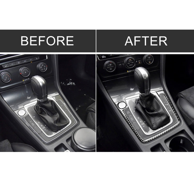 Car Carbon Fiber Gear Position Panel Frame Decorative Sticker for Volkswagen Golf 7 2013-2017, with Hole and Start and Stop, Left Drive