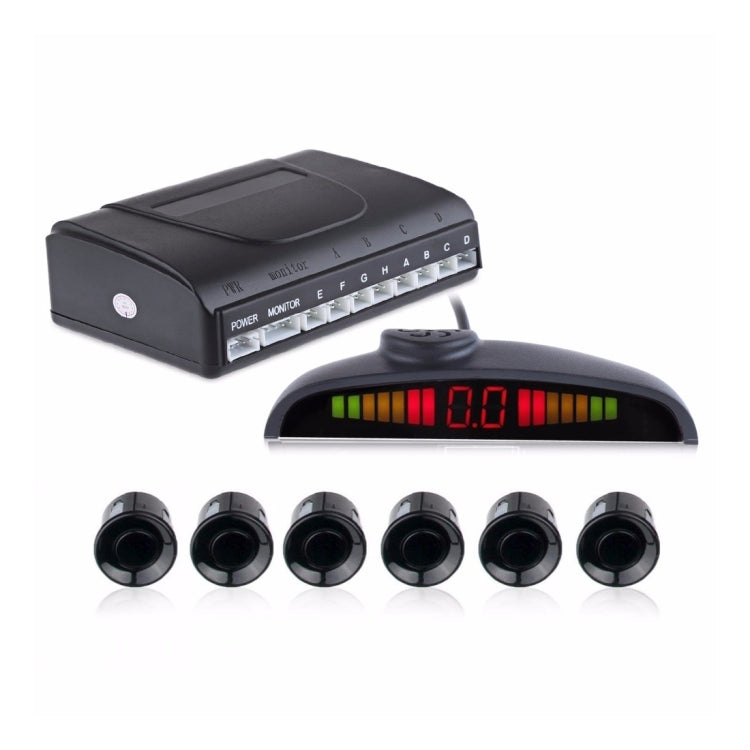 PZ-300-6 Car Parking Reversing Buzzer and LED Sensors Parking Alarm Assistance System with 6 Rear Radar, with 6 Rear Radar