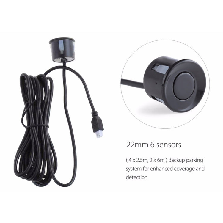 PZ-300-6 Car Parking Reversing Buzzer and LED Sensors Parking Alarm Assistance System with 6 Rear Radar, with 6 Rear Radar