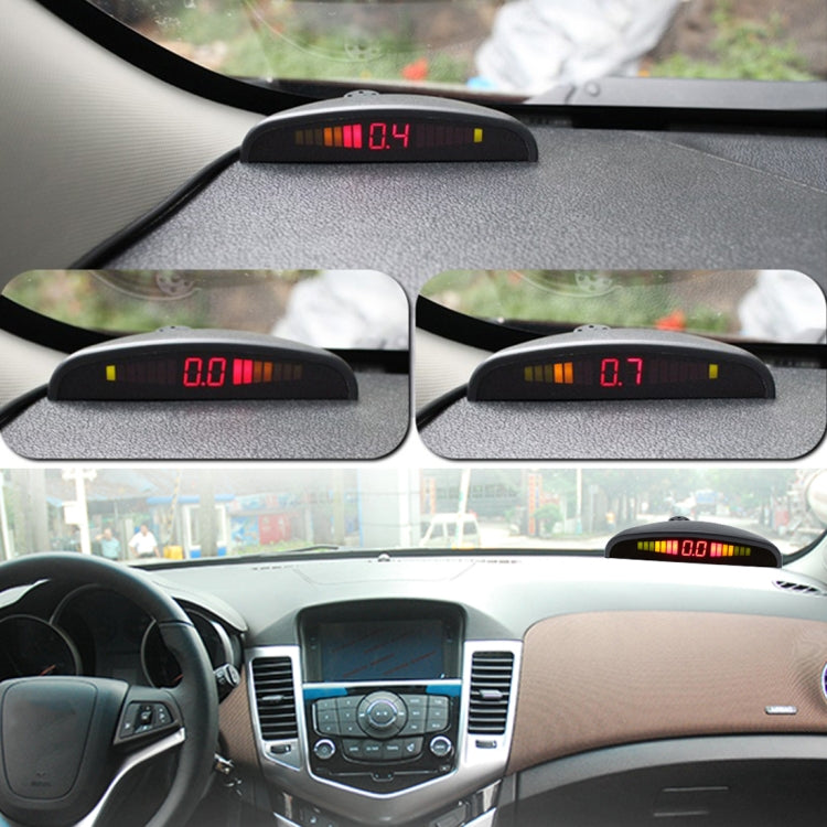 PZ-300-8 Car Parking Reversing Buzzer LED Monitor Parking Alarm Assistance System with 4*7m Front Sensors and 4*2.5m Rear Sensors