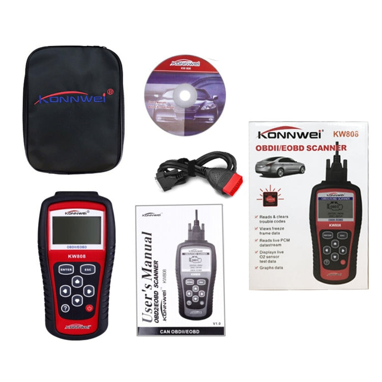KONNWEI KW808 EOBD / OBDII Car Auto Diagnostic Scan Tools CAN Code Reader Scanner Auto Scan Adapter Scan Tool (Can Only Detect 12V Gasoline Car)