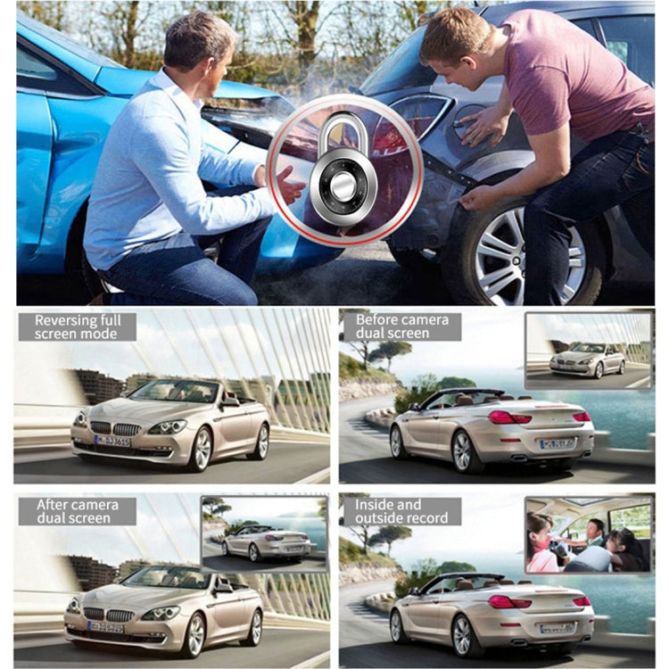 4.0 inch IPS Screen 5.0 Mega Pixels 170 Degrees Wide Angle Full HD 1080P 3 Channels Video Car DVR, Support Night Vision Fill Light / Reversing Visual / TF Card(32GB Max) / G-sensor / Motion Detection