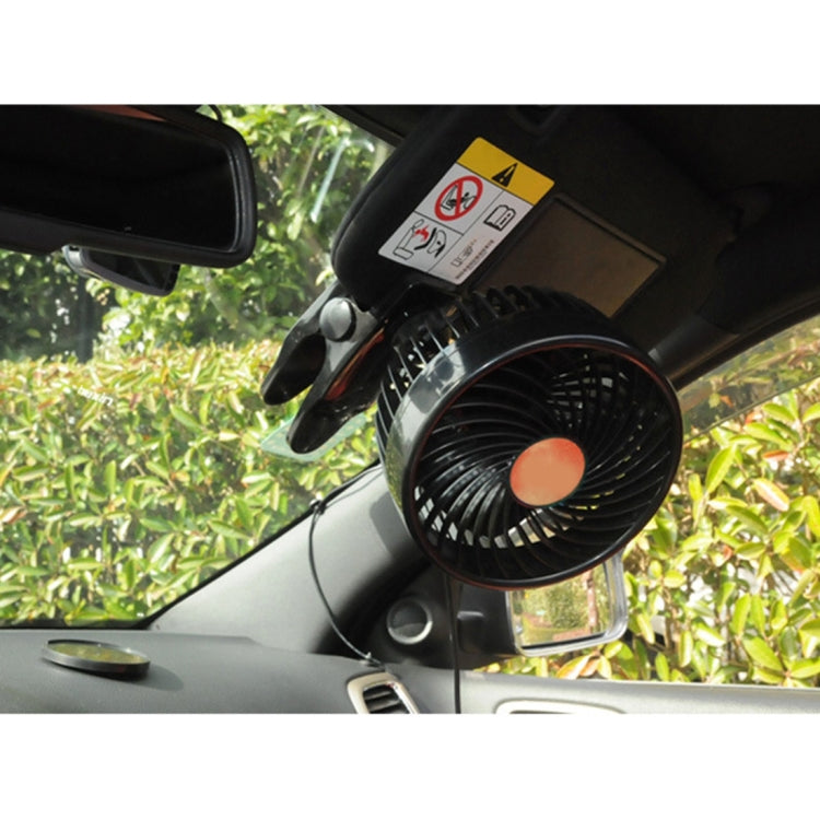 HUXIN HX-T604E 12W 6inch 360 Degree Adjustable Rotation Clip One Head Low Noise Mini Electric Car Fan with Roller Switch, DC24V