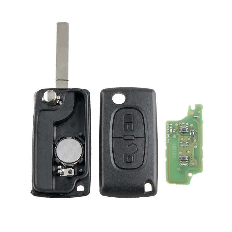 For PEUGEOT 2 Buttons Intelligent Remote Control Car Key with Integrated Chip & Battery & Holder, without Grooved, Frequency: 433MHz