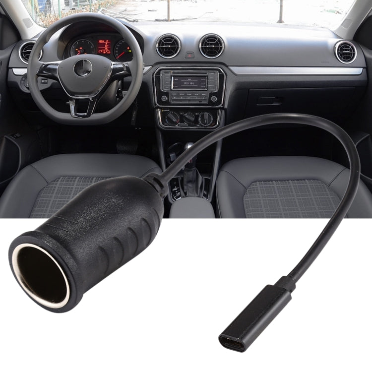 Car 60-100W DC18-20V Multi-functional USB-C / Type-C Connector to Cigarette Lighter