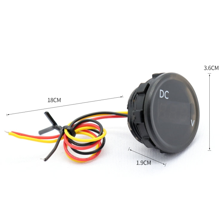 B3612 DC 0-100V IP67 Universal Car / RV / Boat Modified Digital Voltmeter with Cable, Cable Length: 18cm