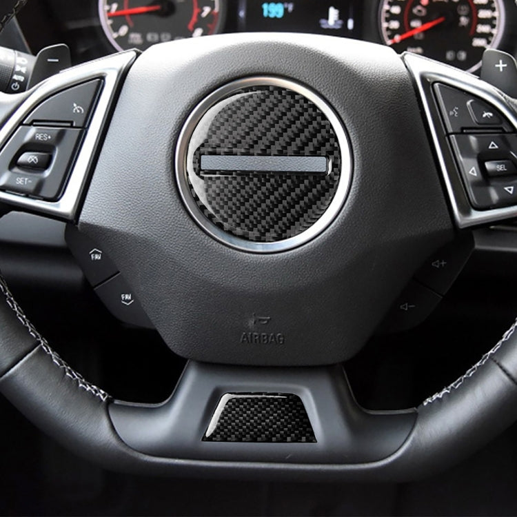2 in 1 Car Carbon Fiber Steering Wheel Button Decorative Sticker for Chevrolet Camaro 2017-2019, Left and Right Drive Universal