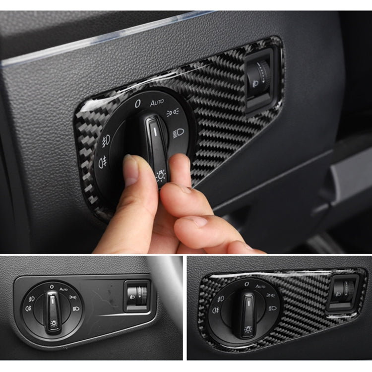 Car Carbon Fiber Headlight Switch Panel Decorative Sticker for Volkswagen Tiguan L 2019-2021, High Configuration