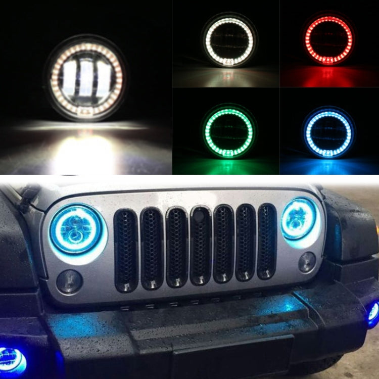 2 PCS DC12V-30V / 30W / 3A / 1440LM 12LEDs 4 inch Car LED Colorful Fog Light, Style: White Background