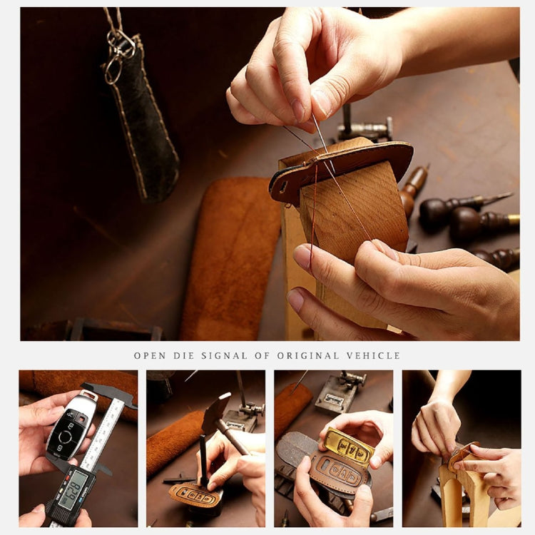 Hallmo Car Cowhide Leather Key Protective Cover Key Case for Nissan Sylphy 3-button Horn