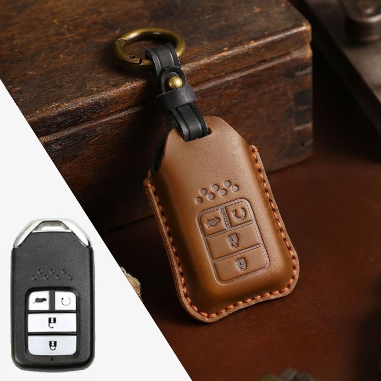 For Honda Car Cowhide Leather Key Protective Cover Key Case, Four Keys Version