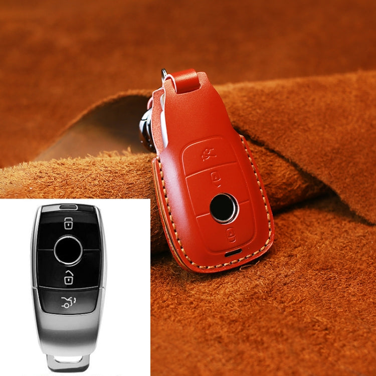For Mercedes-Benz Colorful Edge Style Car Cowhide Leather Key Protective Cover Key Case