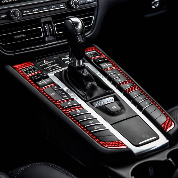Car Carbon Fiber Gear Button Frame Decorative Sticker for Porsche Macan 2014-2021, Left and Right Drive Universal