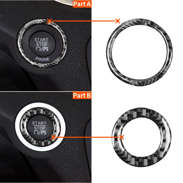 2 PCS / Set Carbon Fiber Car Ignition Switch Decorative Sticker for Dodge Challenger 2015 to Now, Left Driving