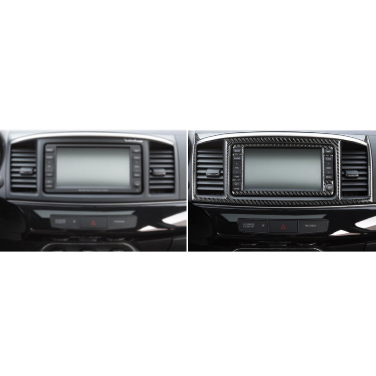 2 PCS Car Carbon Fiber Navigation System Display Decorative Sticker for Mitsubishi Lancer EVO 2008-2015, Left and Right Drive Universal