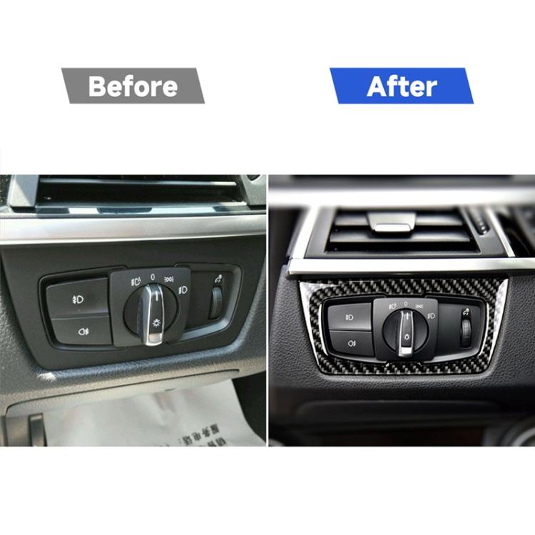 Carbon Fiber Car Headlight Switch Decorative Sticker for BMW F30 2013-2017 / F34 2013-2017, Headlight Switch