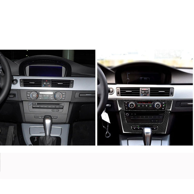 Carbon Fiber Car Central Control CD Panel Decorative Sticker for BMW E90 / E92 2005-2012, High Edition with Hole