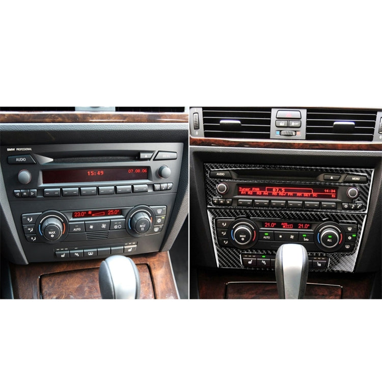 Carbon Fiber Car Central Control CD Panel Decorative Sticker for BMW E90 / E92 2005-2012, Non Navigation with Hole