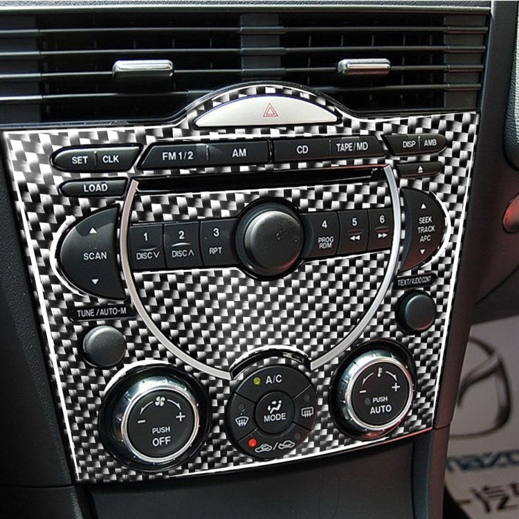 3 in 1 Car Carbon Fiber Dashboard Multimedia Panel Decorative Sticker for Mazda RX8 2004-2008, Left and Right Drive Universal