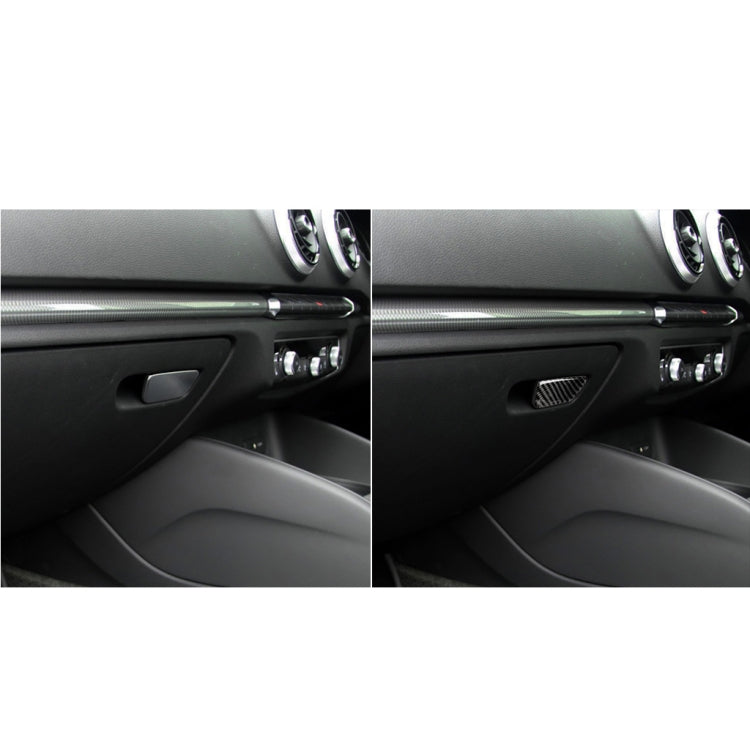 Car Carbon Fiber Passenger Seat Hand Box Switch Decorative Sticker for Audi A3 / 8V 2014-2019, Right Drive