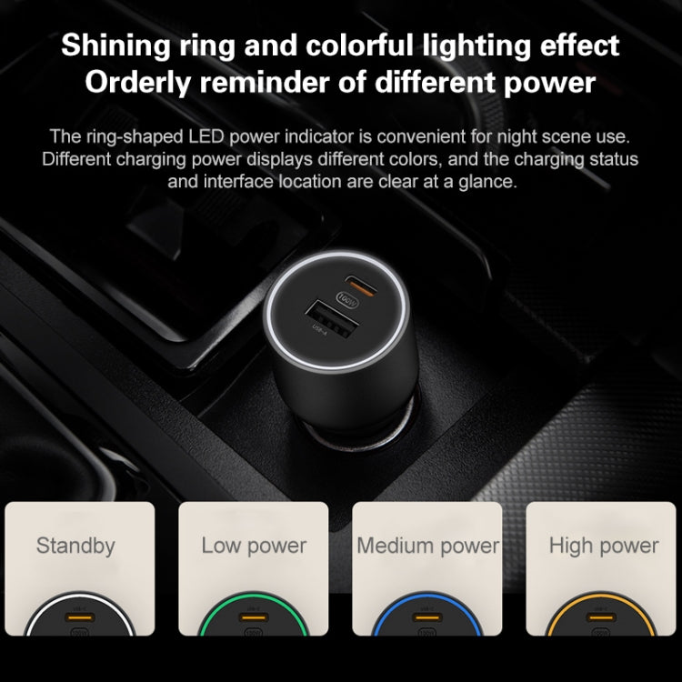 Original Xiaomi CC07ZM 100W Dual Ports USB + USB-C / Type-C Car Charger Fast Charging Version 1A1C
