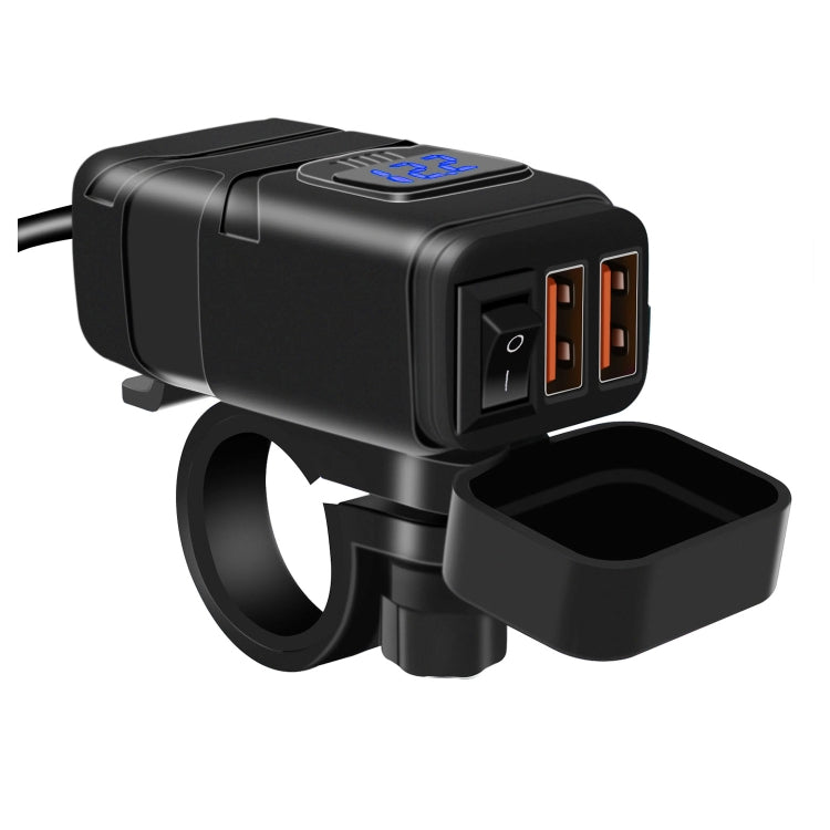 Universal Car Super Quick Dual Port USB Charger Power Outlet Adapter with LED Digital Voltmeter