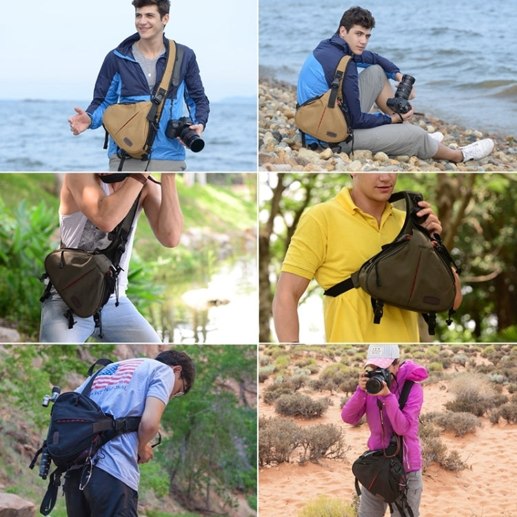 CADEN Triangle Shape Tscope Sling Shoulder Cross Digital Camera Bags Case Soft Bag with Rain Cover for Canon Nikon Sony K1, Size: 36*31*15cm