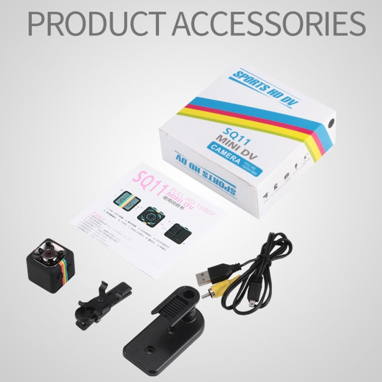 SQ11 Mini DV HD 1080P 2MP Sport Recorder Camera with Holder, Support Monitor Detection & IR Night Vision & TF Card