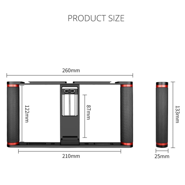 YELANGU PC05 YLG0909B Vlogging Live Broadcast Smartphone Metal Cage Video Rig Filmmaking Recording Handle Stabilizer Bracket for iPhone, Galaxy, Huawei, Xiaomi, HTC, LG, Google, and Other Smartphones