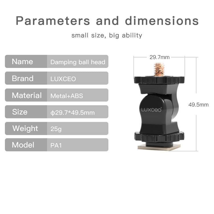 LUXCeO PA1 Camera Universal Hot Shoe Holder Damping Ball-Head Bracket