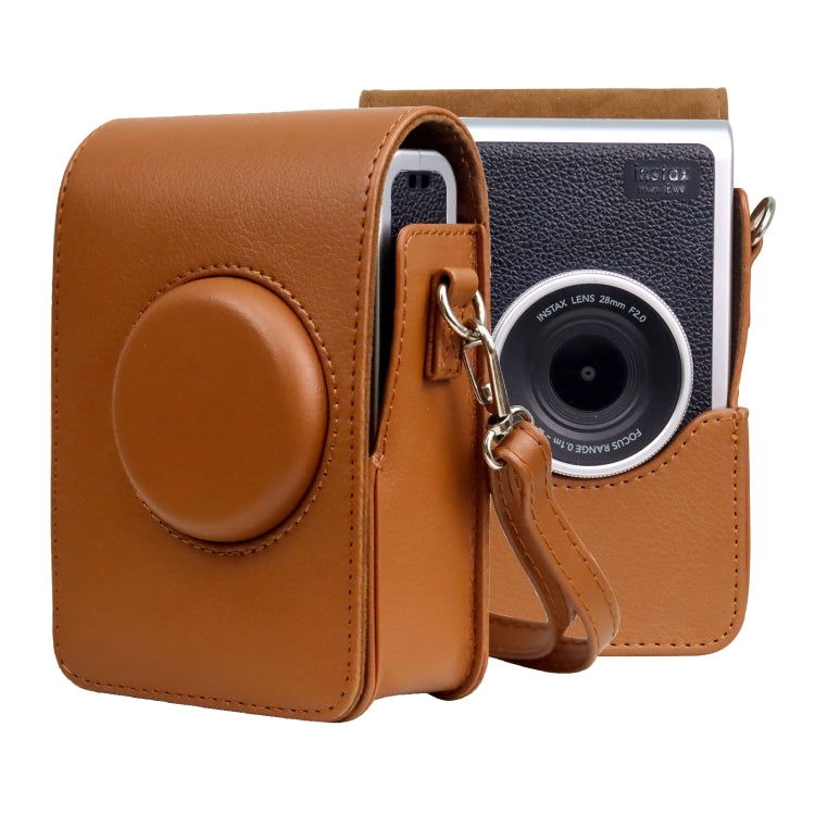 Vertical Full Body Camera PU Leather Case Bag with Strap for FUJIFILM instax mini Evo