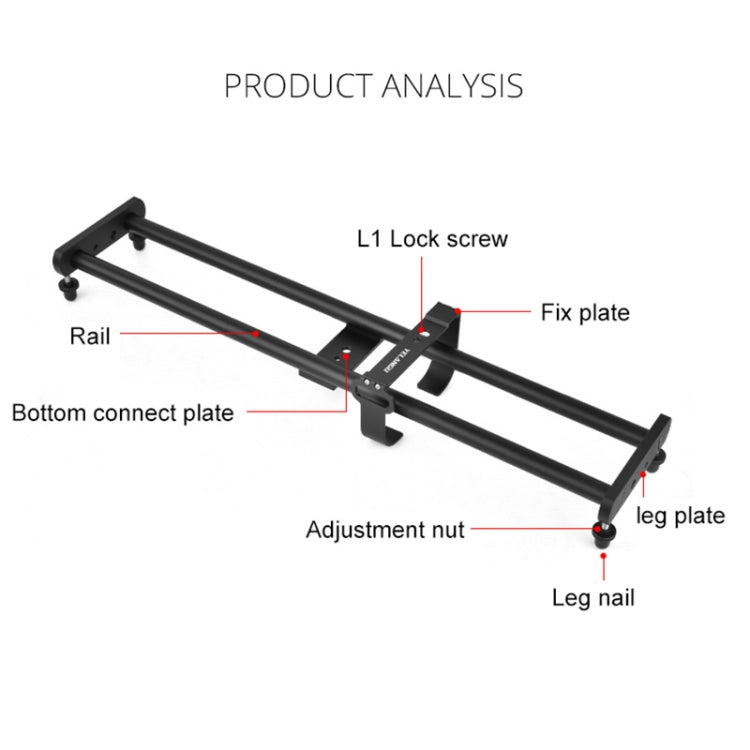YELANGU L50E 60cm Splicing Camera Slider Dolly Rail + L5i Dolly Car