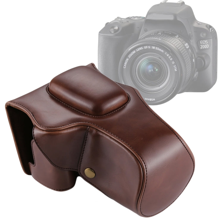 Full Body Camera PU Leather Case Bag for Canon EOS 200D (18-55mm Lens)