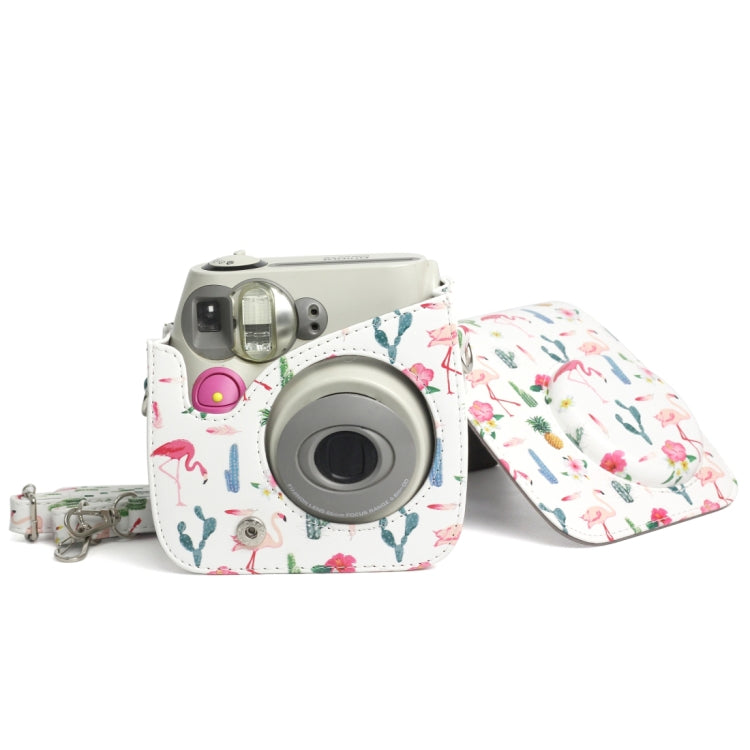 Flamingo Cactus Pattern PU Leather Protective Camera Case Bag For FUJIFILM Instax Mini 7S / 7C Camera