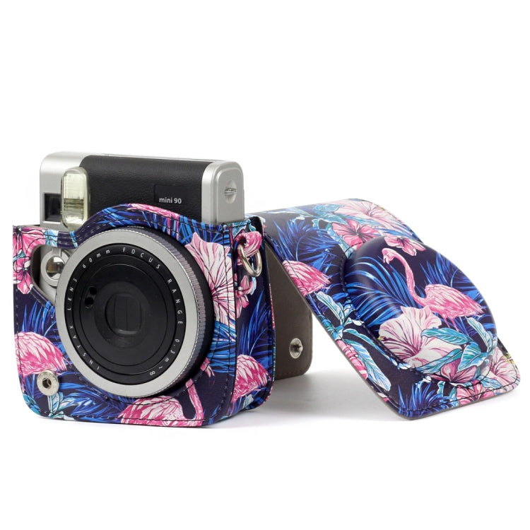 Flamingo Pattern PU Leather Protective Camera Case Bag For FUJIFILM Instax Mini90 Camera