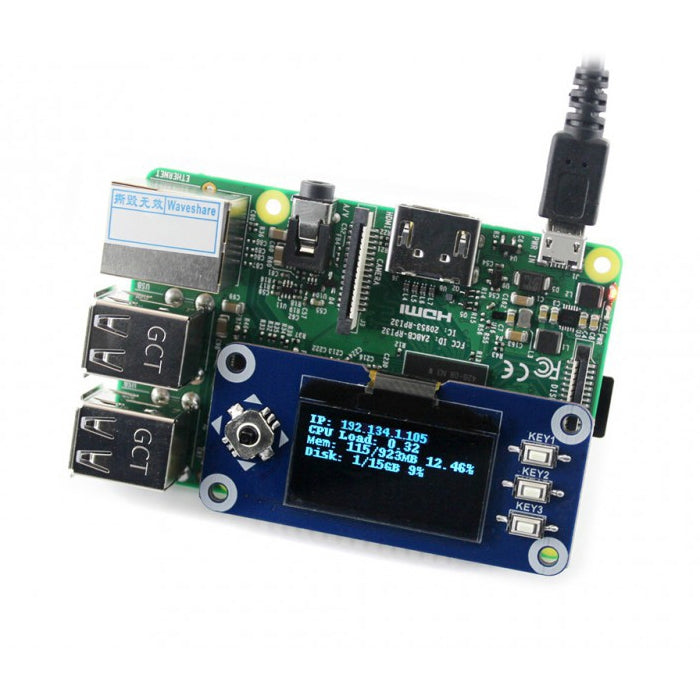 WAVESHARE 128x64 1.3inch OLED Display HAT for Raspberry Pi