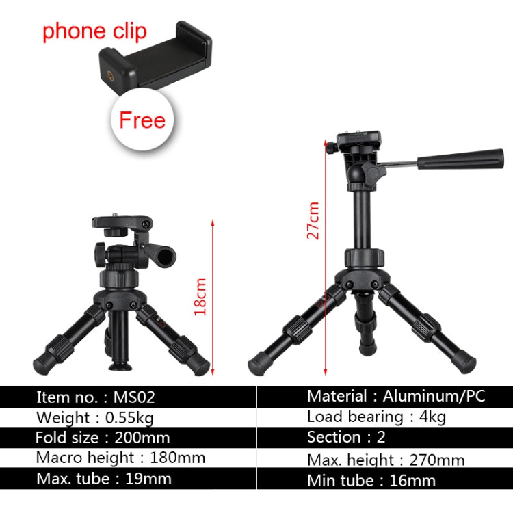 BEXIN MS02 Small Lightweight Tabletop Camera Tripod for Phone Dslr Camera