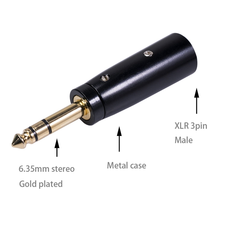 LZ1166G 6.35mm Stereo Male to XRL Male Audio Adapter Microphone Stereo Speaker Connector