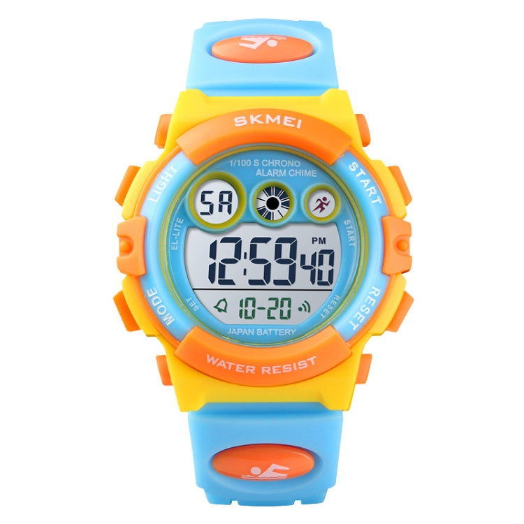 SKMEI 1451 LED Digital Stopwatch Chronograph Luminous Children Sports Electronic Watch, 1451(Yellow Shell Blue Circle), 1451(Black Shell Blue Circle), 1451(Transparent Pink Blue), 1451(Transparent Purple), 1451(Transparent Sky Blue)
